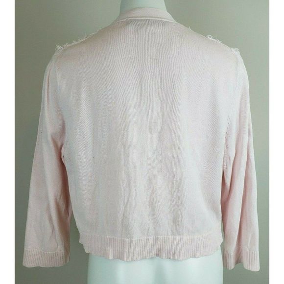 Karl Lagerfeld Pink Cotton Fringe Cardigan M - Picture 2 of 3